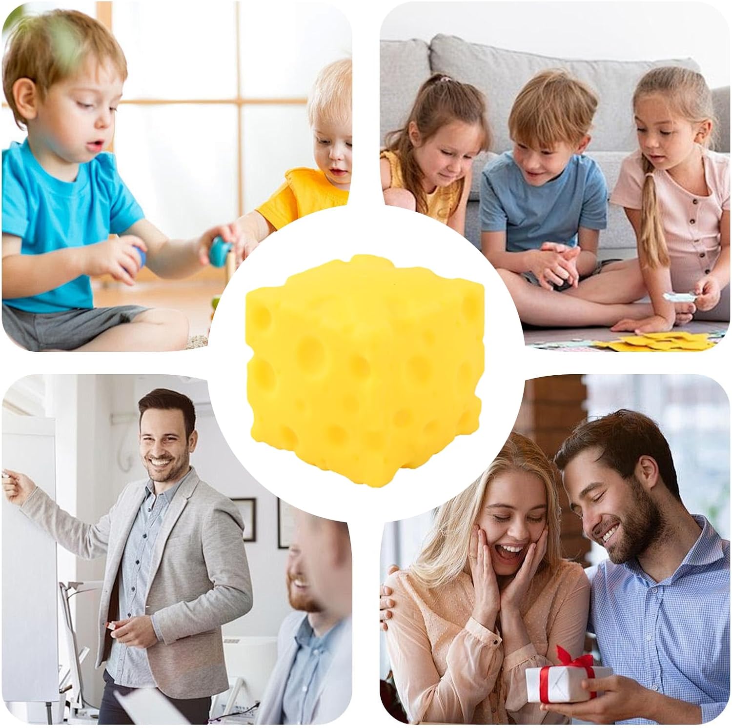 Yellow Cheese Squeeze Toy,Stress Reliever Cheese Block Squeeze Fidget,Soft Novelty Rebounding Toy,Simulation Food Decompress Toys,Help for Relax,Focus