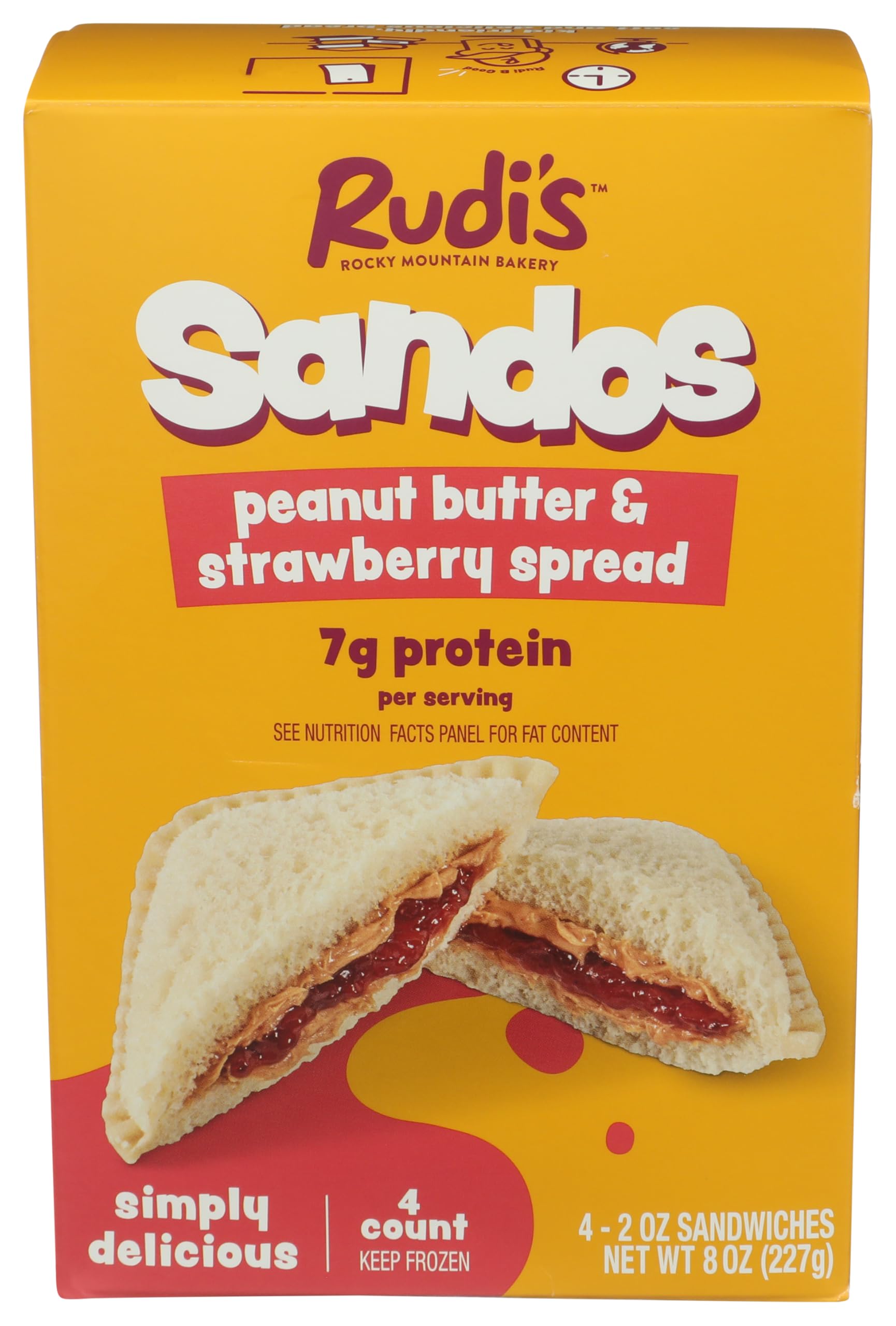 RUDIS BAKERY Peanut Butter & Strawberry Spread Sandos, 8 OZ