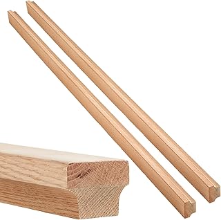 2 Pack 6 ft Double Layered Red Oak Modern Style Straight Wood Handrail for Stairs, Trapezoid Stair Railing Indoor, Modern Traditional Stair Remodel