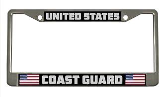 United States Cost Guard Steel Metal License Plate Chrome/Black (Chrome/Black/Silver)