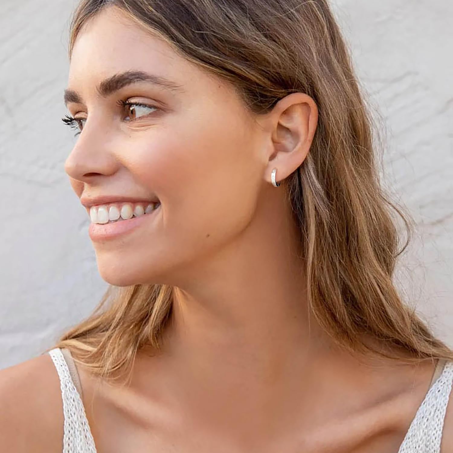 DAILY VIBES Small Star Gold Huggie Earrings for Women 925 Sterling Silver Post Dainty 14K Gold Plated Mini Cubic Zirconia Cartilage Hoop Earrings for Women - Image 4