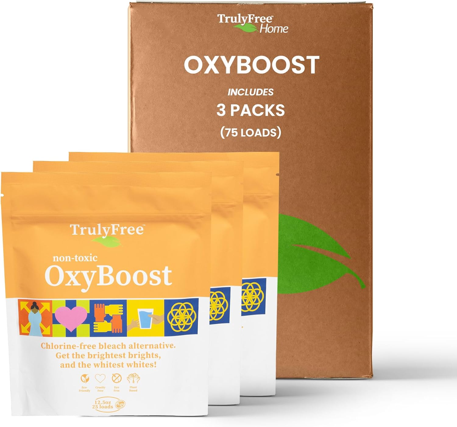 OxyBoost - Oxygen Whitener & Clothes Stain Remover Laundry Detergent Powder with Sodium Percarbonate - Brightens Whites & Safe for Colors - Non-Chlorine, Gentle Yet Powerful - Pack of 3