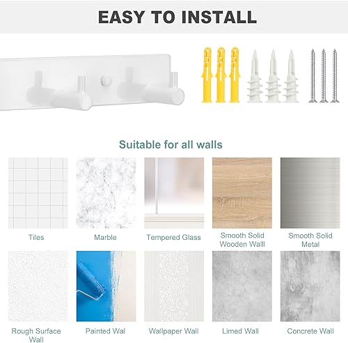 Miniatura 7 de Soporte para llaves de pared, soporte negro para llaves con 4 ganchos para colgar llaveros, correa de perro, paraguas, lentes de sol, colgador de