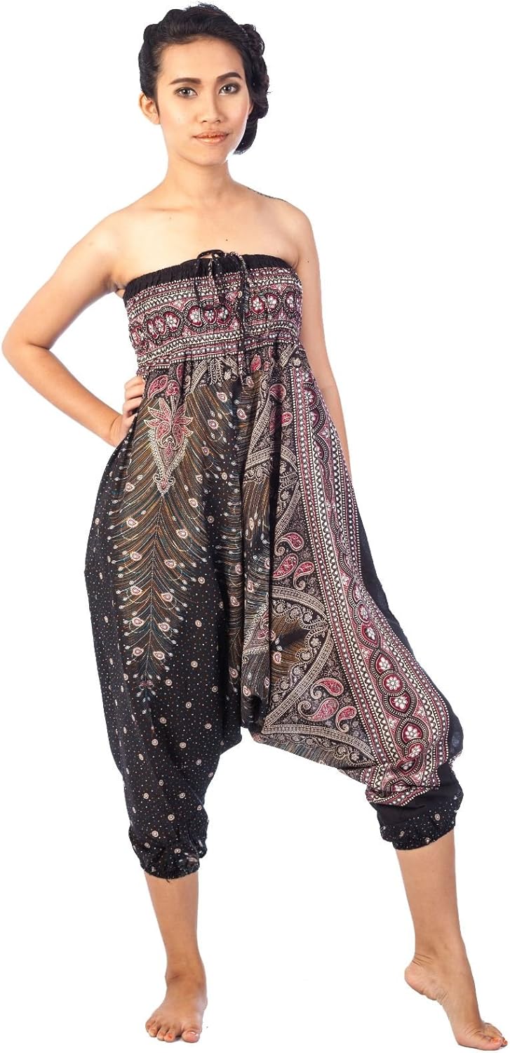 LOFBAZ Yoga Harem Pants for Women Elephant Boho Hippie Bohemian Beach Jumpsuit - Image 3