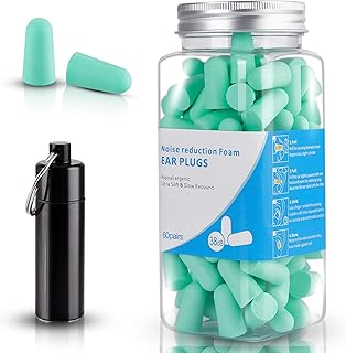 60-Pair Reusable Earplugs, Foam Ear Plugs, 38dB SNR Noise Reduction Ear Plugs for Sleeping, Snoring, Work, Travel, Studying, Shooting, Woodworking and All Loud Events - Water Blue