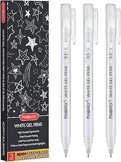 PANDAFLY White Gel Pens, 0.5mm Extra Fine Point Opaque Archival Ink Pen for Journaling, Art, or Drawing - For Artist Gifts, Holiday Gifts & DIY Projects, 3 Pack