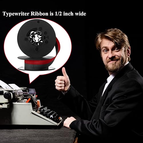 Miniatura 5 de Seajan 4 pares de cintas universales de doble eje para máquina de escribir vintage, 12 paño para la mayoría de las máquinas (rojo, negro, negro)