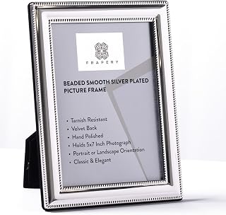 Classic Picture Frame Silver Plated, Smooth Beaded, Holds a 5 x 7-Inch Photo | Velvet Backing | Perfect for Gifts & Cherished Memories Collection