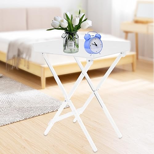 Miniatura 8 de Bandeja de TV plegable de acrílico para muebles con mesa auxiliar de escritorio pequeña extraíble, mesa auxiliar acrílica, muebles modernos, 5.12 x
