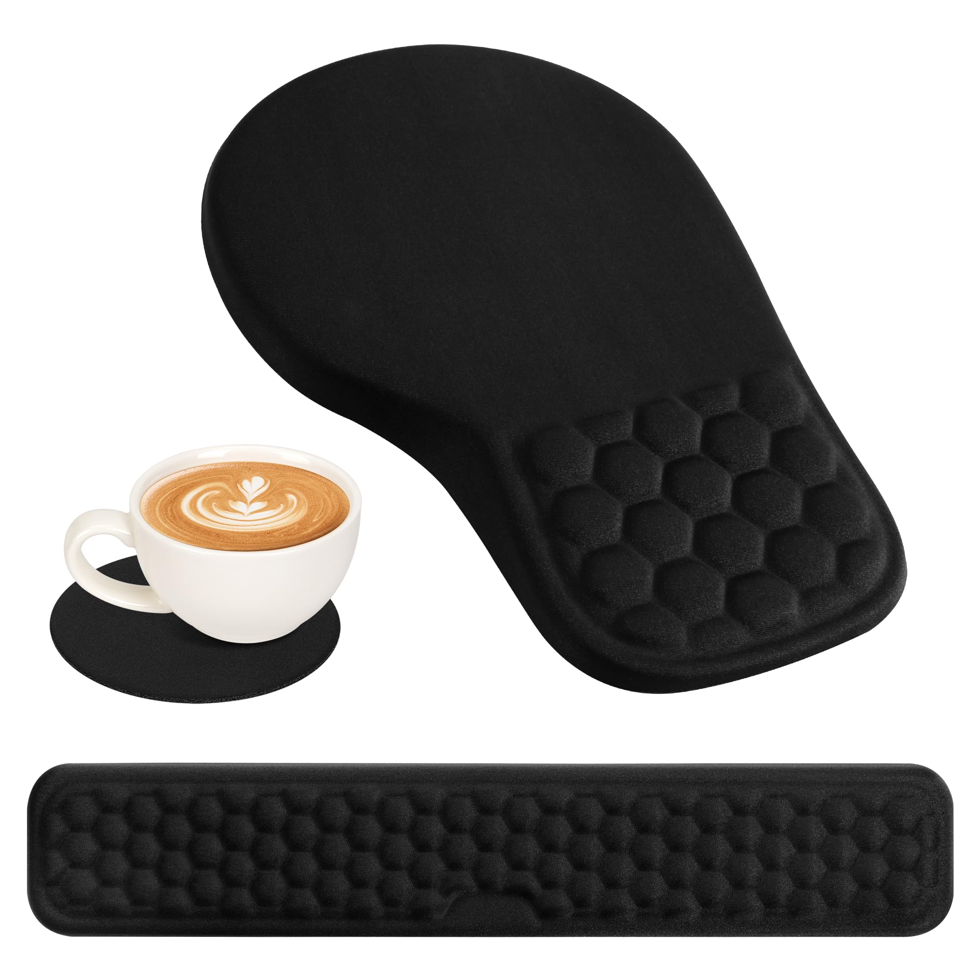 3 in 1 Ergonomic Wrist Rest for Keyeboard and Mouse, Non-Slip Desk Mouse Pad with Wrist Support, Keyboard Wrist Rest and Mouse Pad Set Massage Design