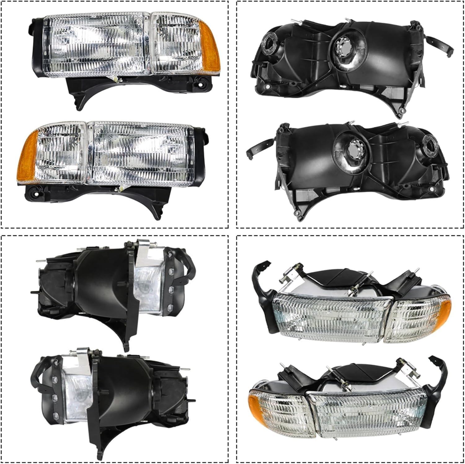 munirater 1 Pair Headlights Assembly Driver & Passenger Side Replacement for R-A-M 1500 1994-2001 Replacement for R-A-M 2500 3500 1994-2002 Headlamps Corner Lights