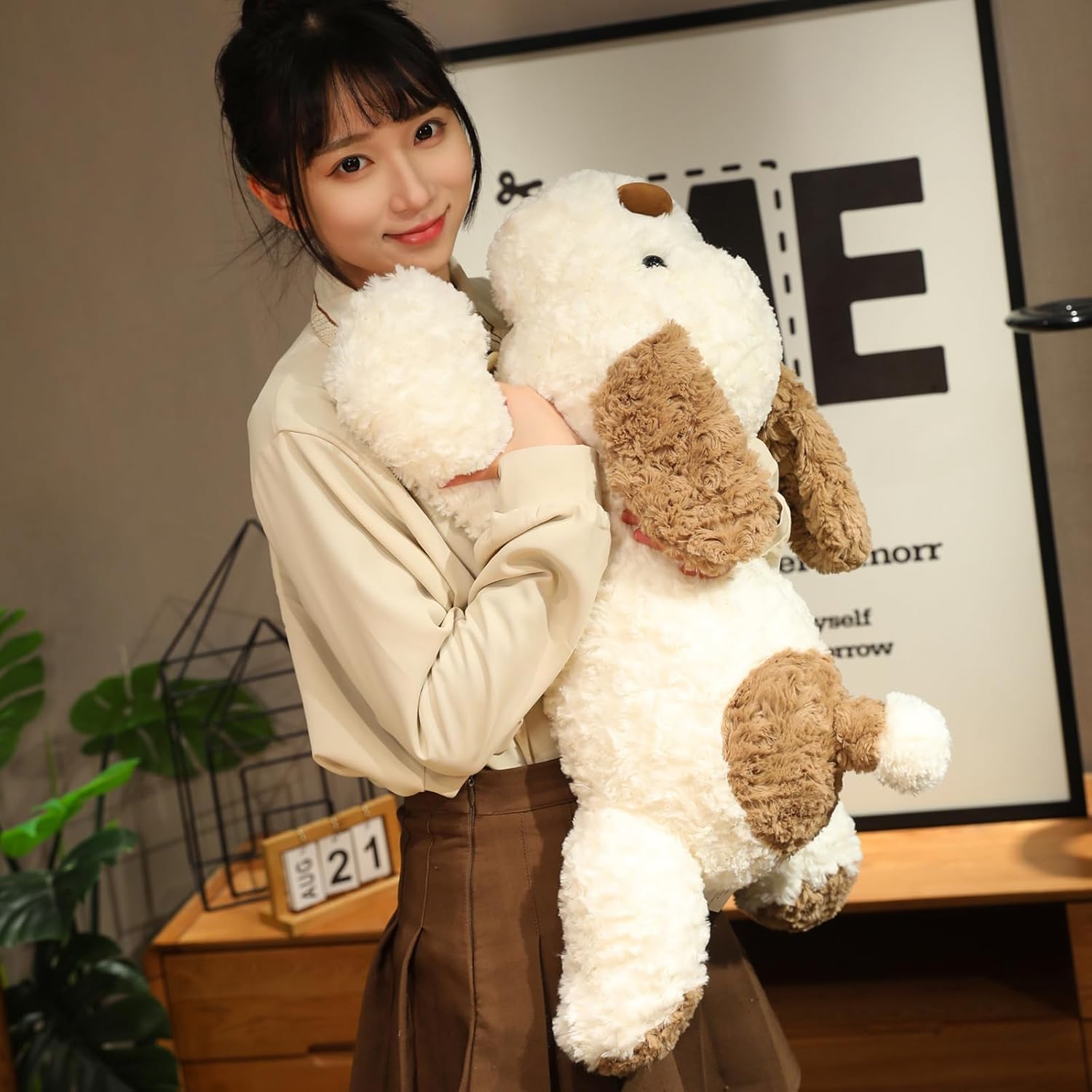 Dog Weighted Stuffed Animal, 5.7 lbs 25.5 inch Weighted Dog Plush Toy Large Dog Stuffed Animals Weighted Puppy Plush Animals Pillow Toy Gifts for Adults & Kids, Brown - Image 3