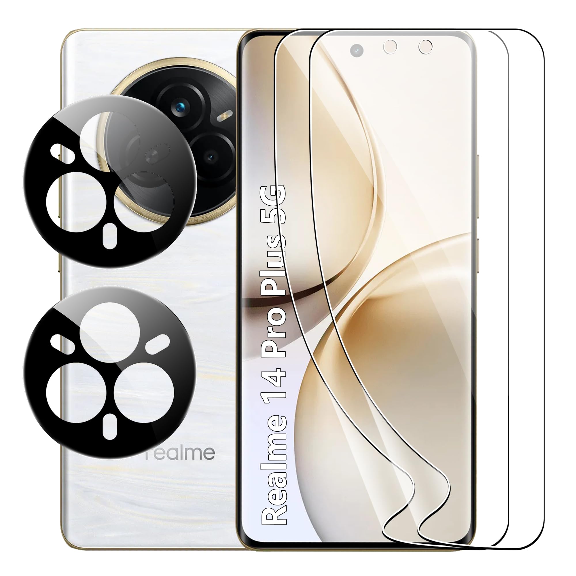 Ibywind 2 Pezzi Pellicola Protettiva per Realme 14 Pro+ /Realme 14 Pro Plus 5G 6.83+1 Pezzo Protezione Fotocamera+1 Pezzo Pellicola Posteriore,Pellicola TPU Flessibile[Non Vetro],Senza Bolle