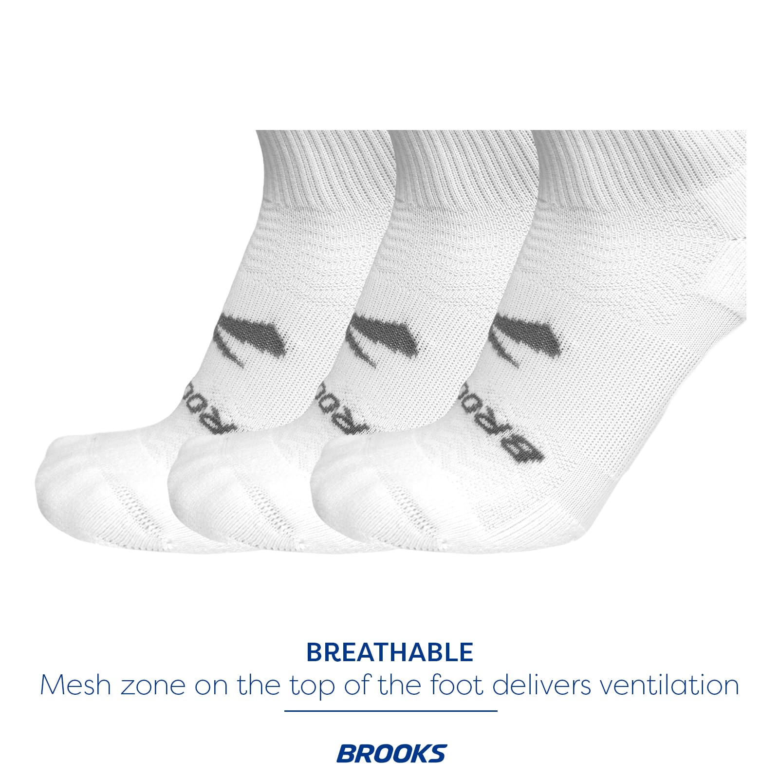Brooks Run-In Crew - Confezione da 3 paia di calzini sportivi da corsa con vestibilità comoda, per uomini e donne (confezione da 3)