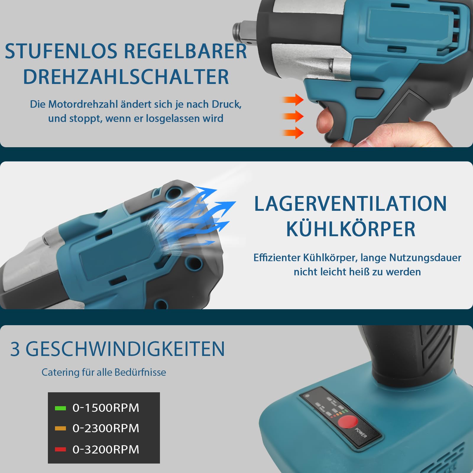 Atornillador de impacto a batería para Makita, 520Nm. Atornillador de impacto eléctrico sin escobillas con 2 baterías de litio de 5,5 Ah, atornillador de impacto eléctrico de 1/2 pulgada
