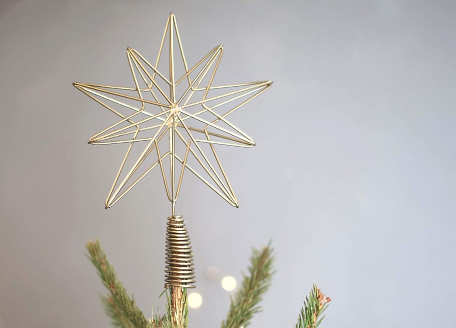 Infinity Decor Christmas Geometric Star Treetop Tree Decoration, Festive ornaments, Boho Rustic Gold star Wire Christmas Antique tree topper