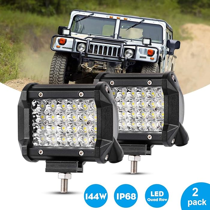 Buy LED Pods, 4 Inch 144W Quad Row LED Work Light Pods Spot Beam Off Road Driving Pod Lights