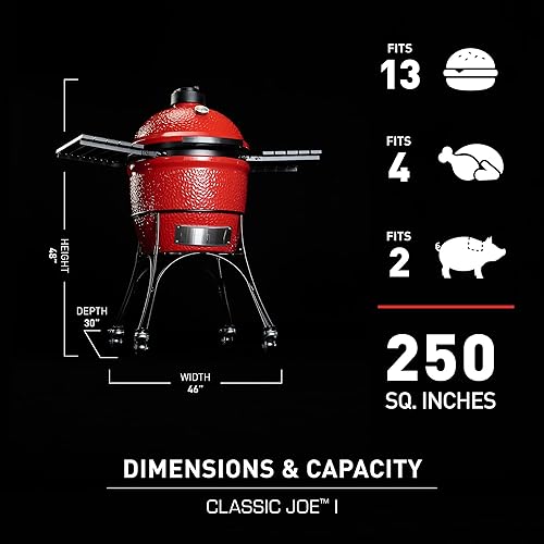 Miniatura 3 de Kamado Joe Jr KJ13RH - Parrilla de carbón, 18 pulgadas, Rojo (Blaze Red)