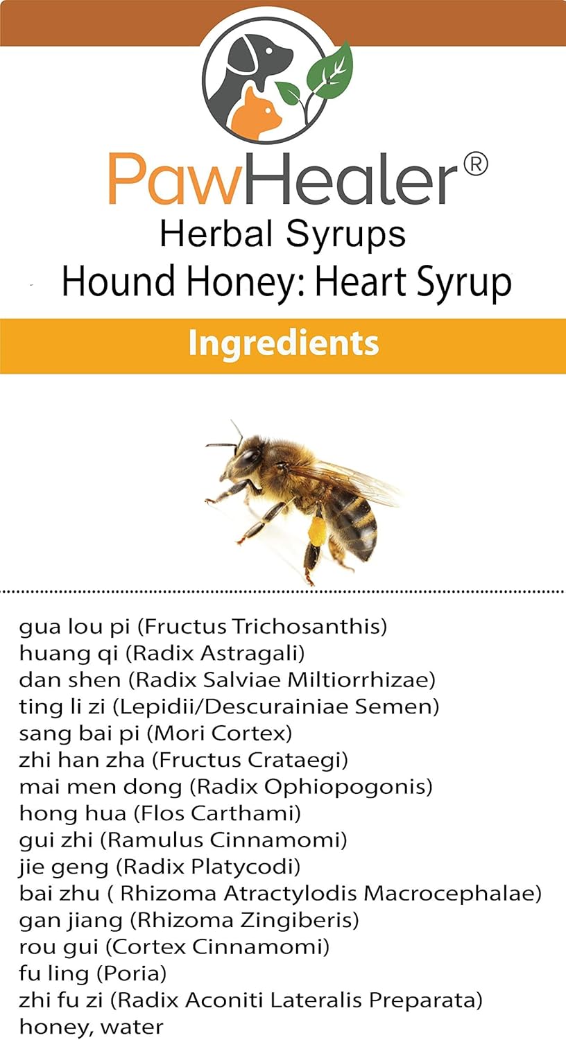 Hound Honey: Heart Syrup 2PAK - Herbal Remedy for Dog's Cough - 5 fl oz/ea = 10 fl oz Total - Suppressant - Herbal Remedy - Gagging & Wheezing Due to Heart