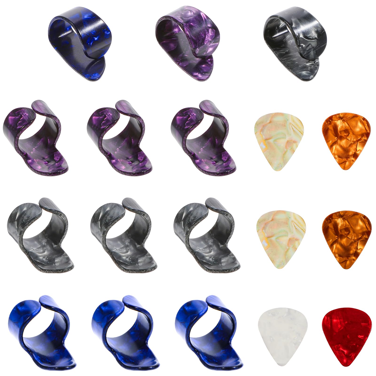 18Pcs Finger Picks for Acoustic Guitar Thumb Picks, Guitar Pick Celluloid Guitars Flat Thumbpicks, Thumb and Fingers Pick for Fingerstyle Acoustic Guitars Banjo or Ukulele Harp Bass