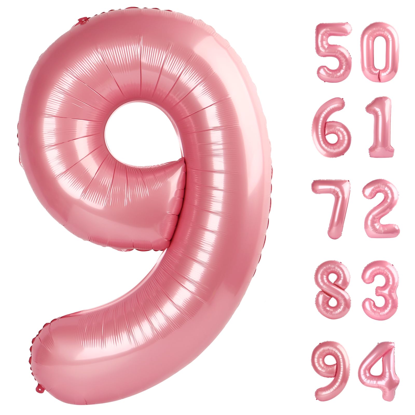 Pastel Pink 9 Balloon - Number Balloon 40 Inch, 9th Pastel Pink Decorations
