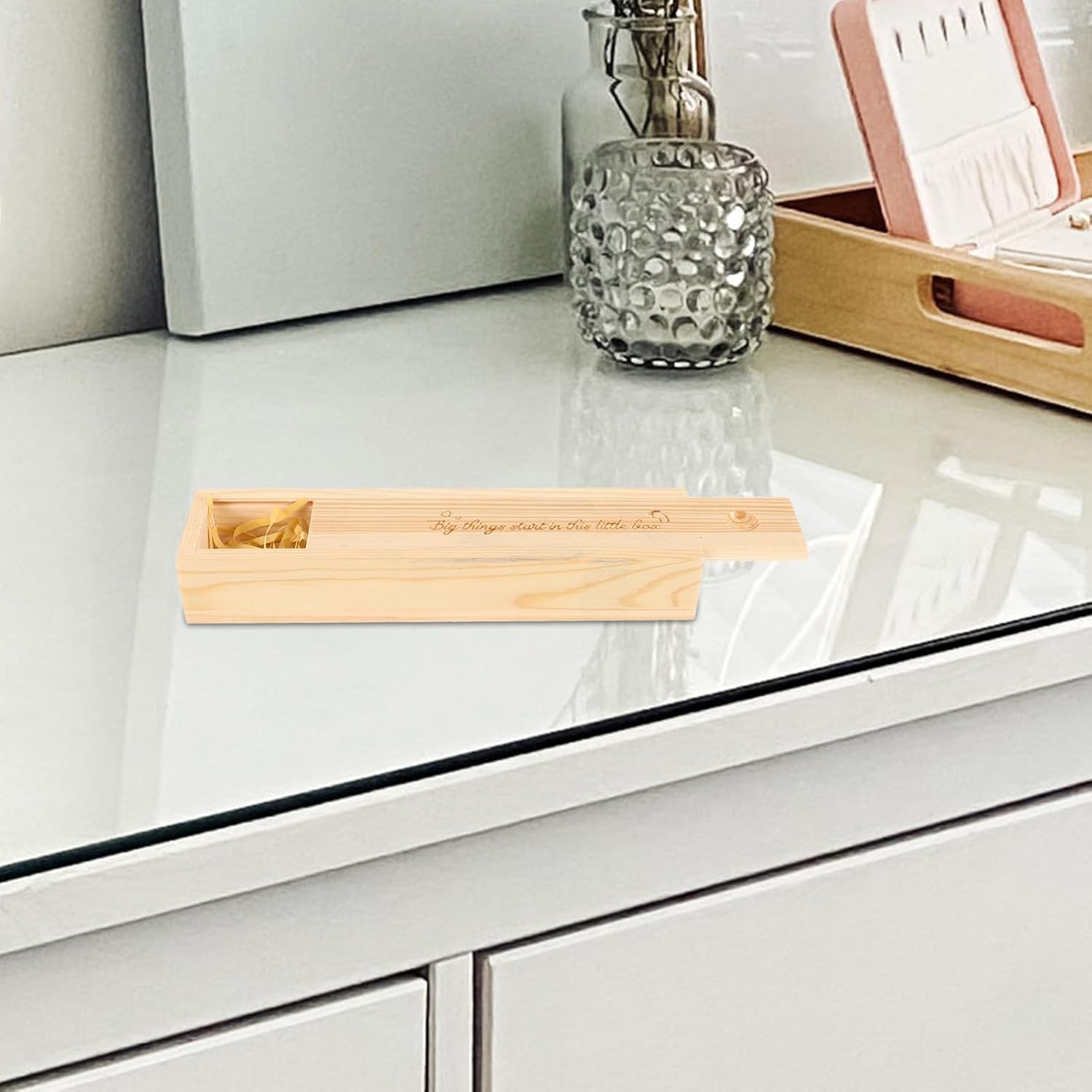 VOSAREA Wooden Pregnancy Test Keepsake Box for Announcement Decorative Storage for Memorable Moments for Preserving First Positive Test and Mementos
