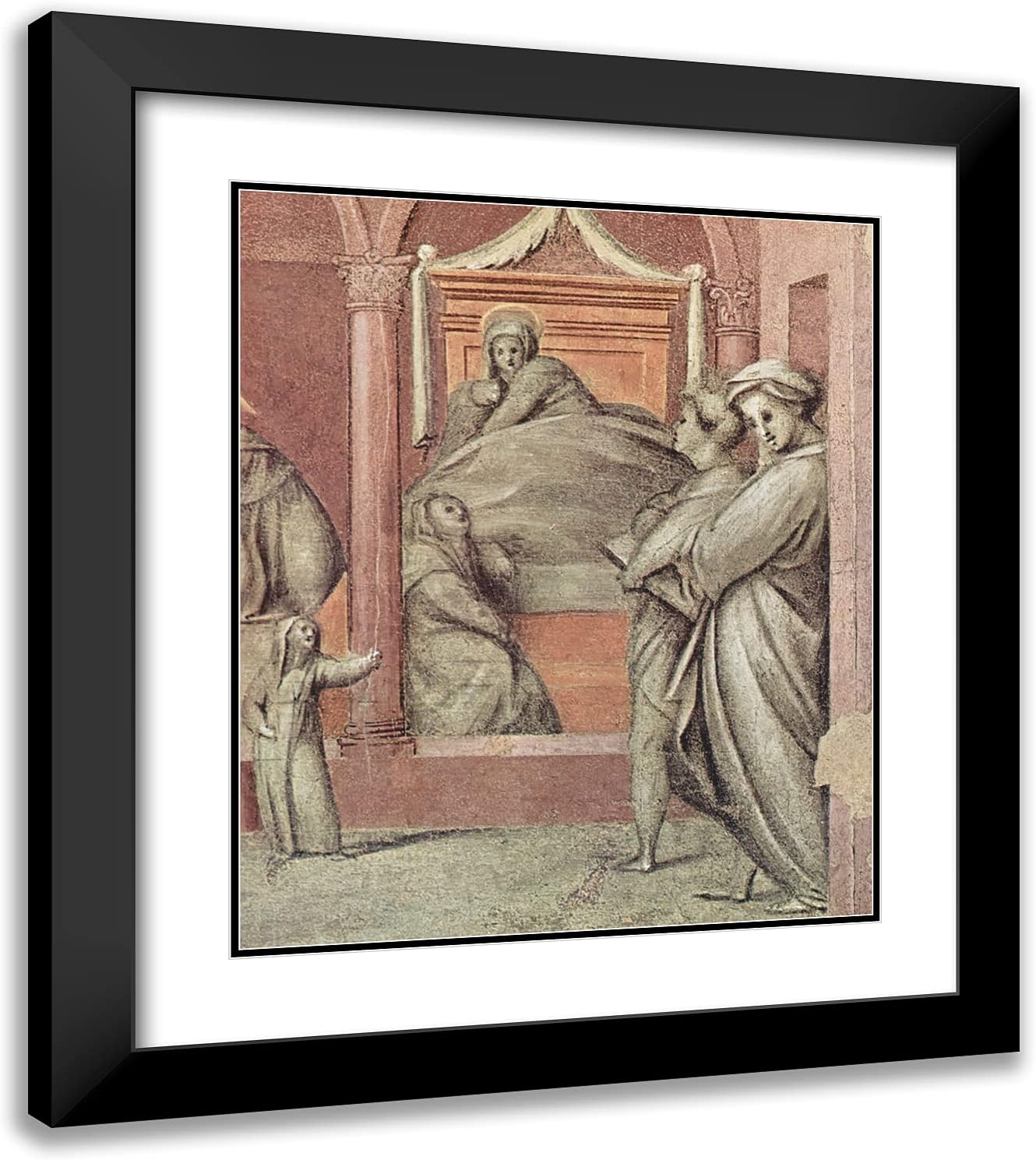 ArtDirect Pontormo, Jacopo 20x23 Gold Ornate Framed Art Print with Double Matting Titled: Episode From Life in the Hospital, Detail II