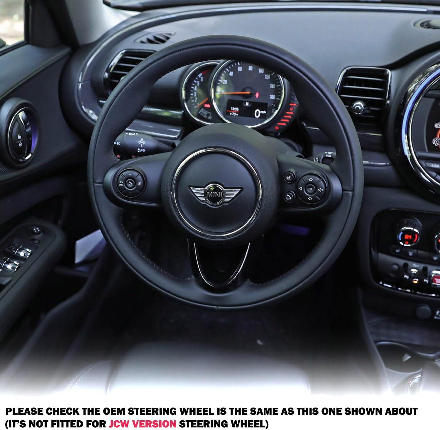 Hand-Stitched Gloss Carbon Fiber Steering Wheel Wrap for BMW Mini Cooper F54 F55 F56 F57 F60 2014-2020 Interior Steering Wheel Protection Skin Cover