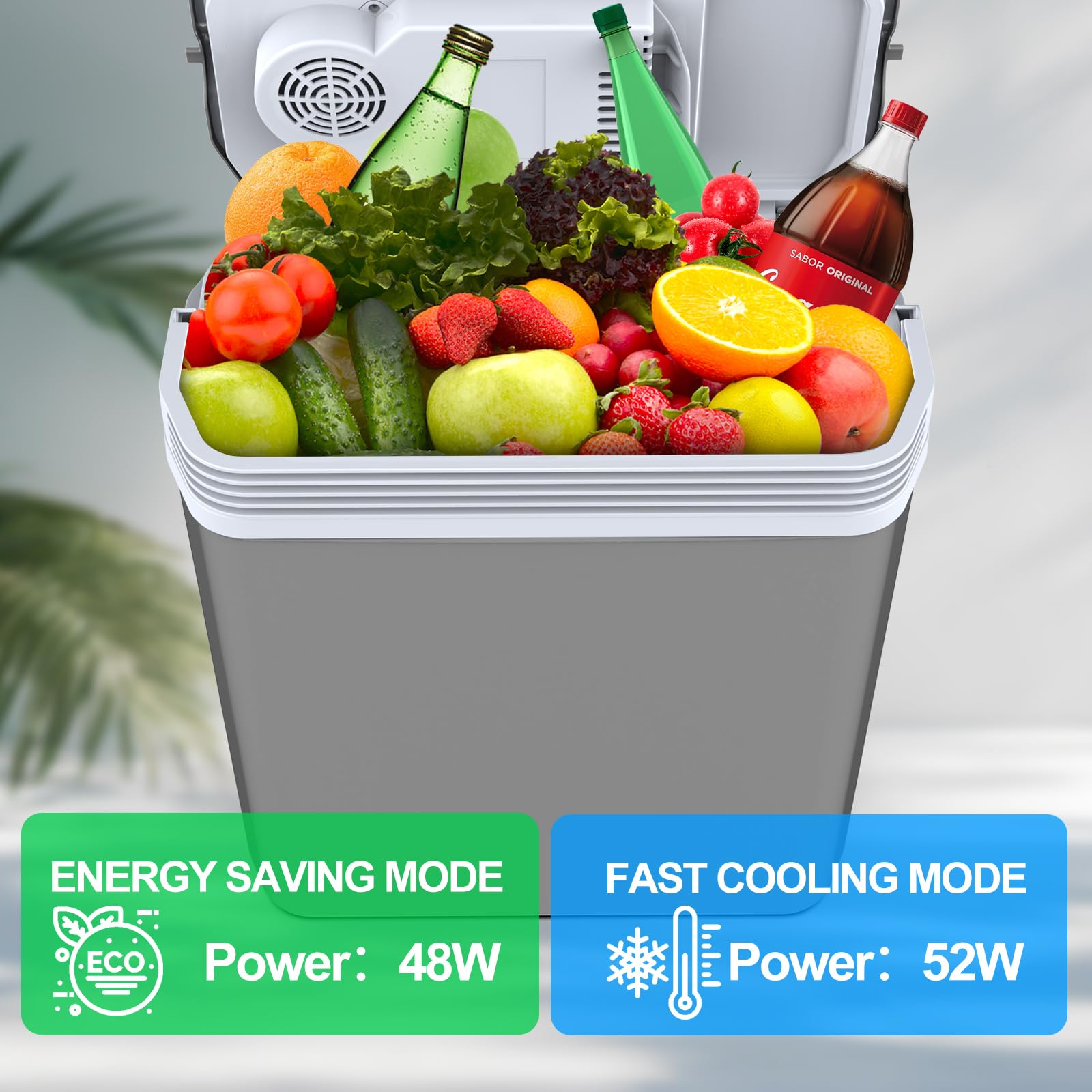 Puremy 24 Liter Kühlbox 2 in1 elektrische 12V 230V Kühlen und Wärmen Mini Kühlschrank ECO MAX Modus
