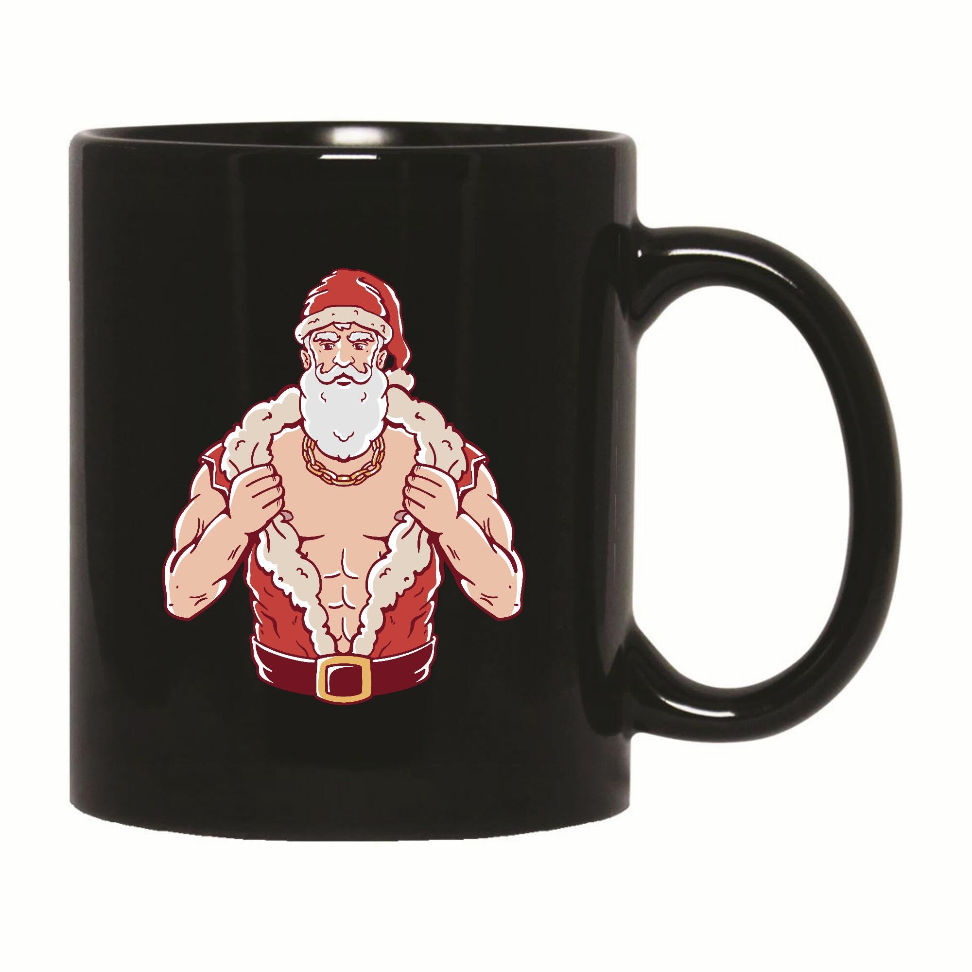 Clever Christmas Gift Idea Santa in Color Stroke Design Perfect for Adults 11oz 15oz Black Coffee Mug