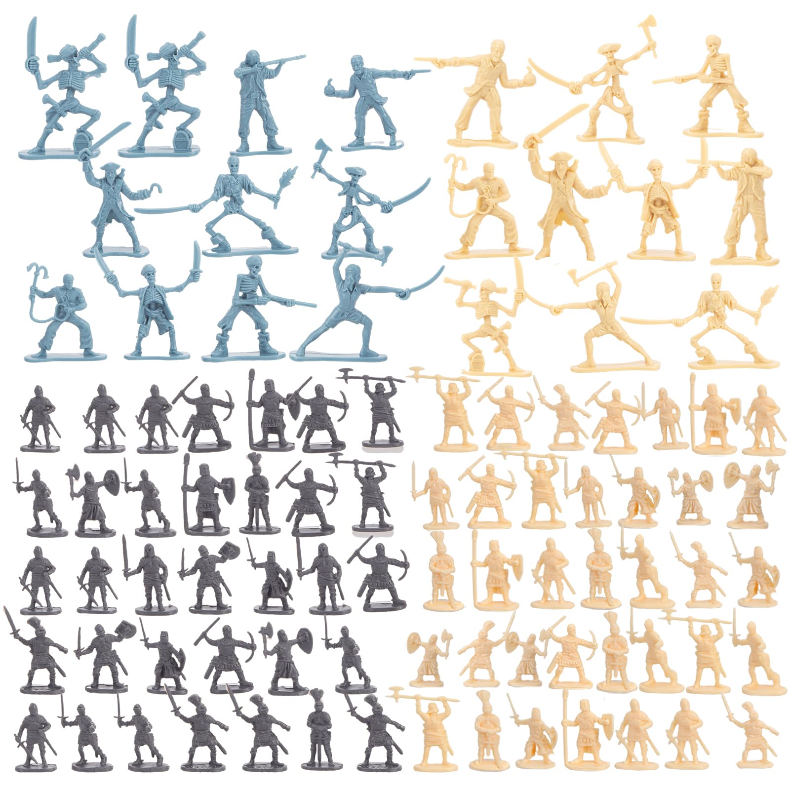 AMOR PRESENT 120PCS Ancient Military Soldier Set, Pirate Toy Figures Medieval Knights Toys for Boys Birthday Party Gift