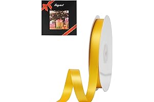 LIUYAXI Yellow Double Face Satin Ribbon 1/2" X 50 Yards