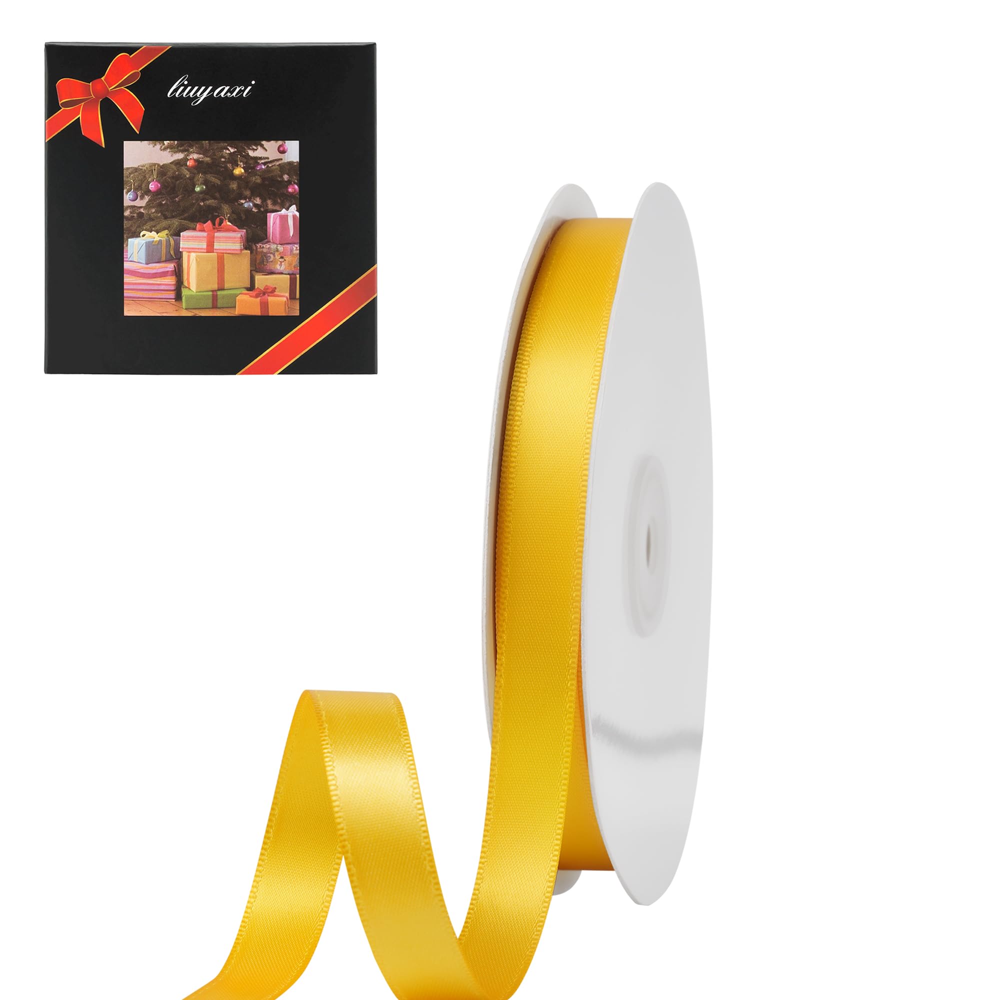Amazon.com: LIUYAXI Yellow Satin Ribbon, Double Faced 1/2