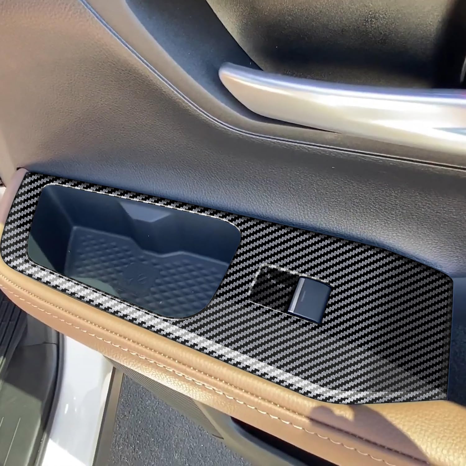 for Toyota Grand Highlander 2023-2025 LHD ABS Carbon Fiber Door Armrest Window Lift Trim 4pcs Car Accessories