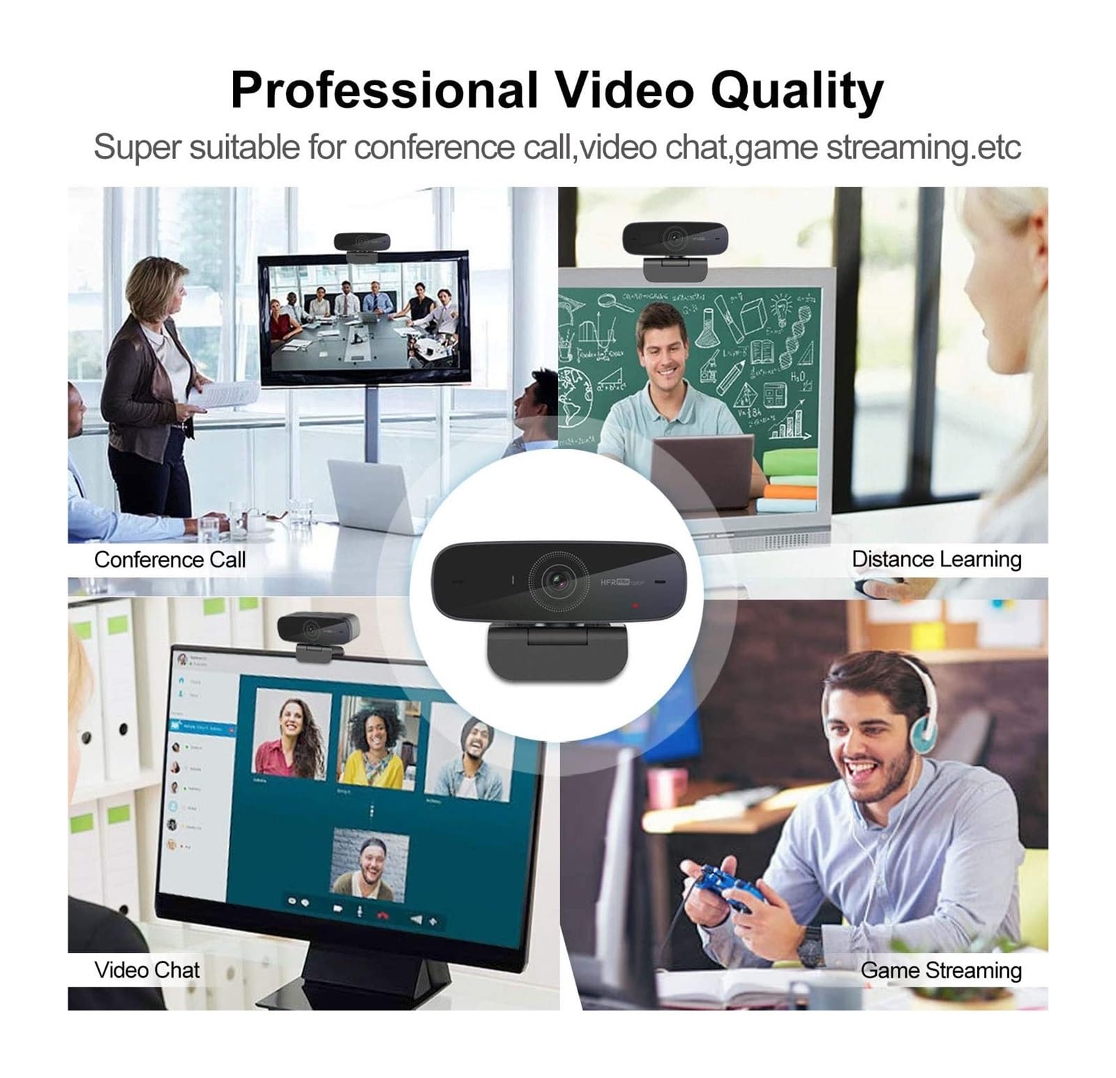 Kamery internetowe, Kamera internetowa Hd 1080P AF 60fps USB Streaming z mikrofonem do spotkania z komputerem Kamera internetowa do konferencji, transmisji na żywo, nagrywania