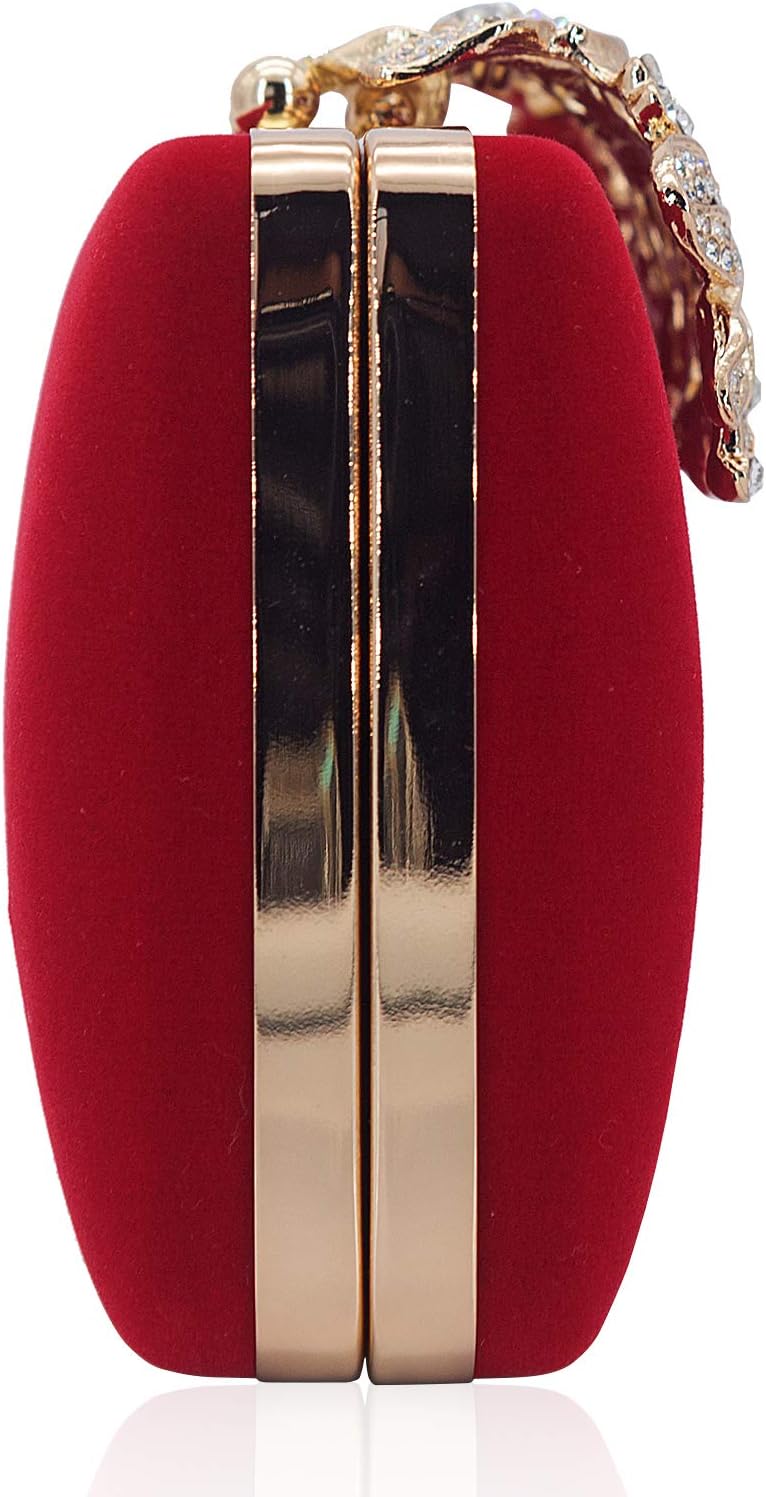 Womens Evening Bag with Flower Closure Rhinestone Crystal Clutch Purse for Wedding Party - Image 8