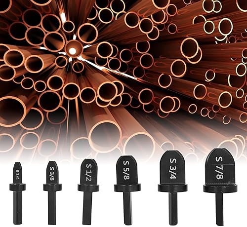 Miniatura 6 de Juego de 6 brocas de herramientas de estampación de tubos de cobre, herramientas de encendido manual profesional, 14 38 12 58 34 78