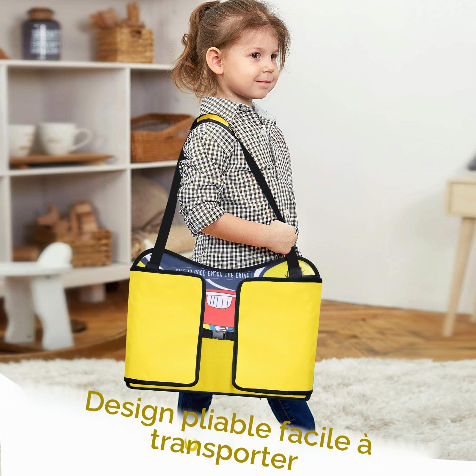 Plateau Voiture Enfant, Plateau de Voyage avec Planche à Dessin, Organisateur Voiture pour Siège Enfant avec Plusieurs Compartiments, Facile à nettoyer (Dinosaure)