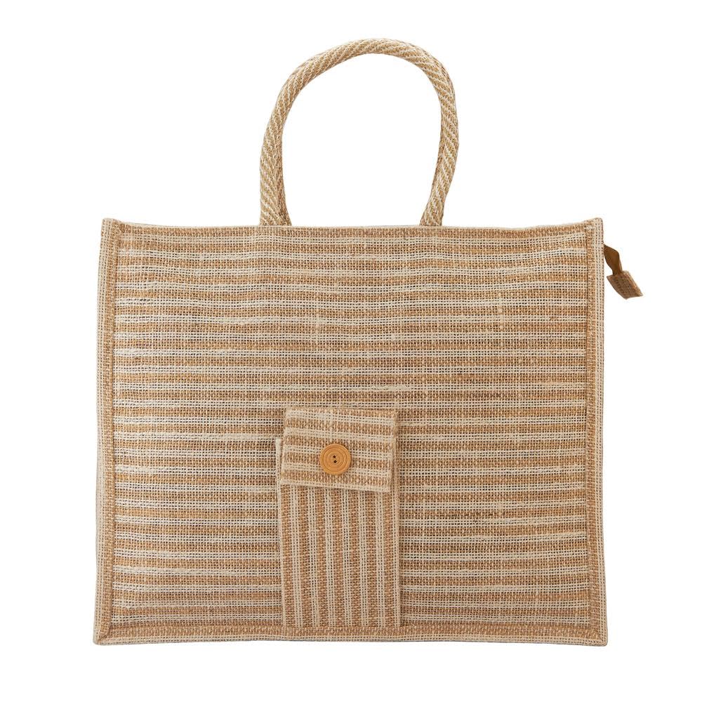 Jute Bags with Soft Handles - Reusable Grocery Bags in Large Horizontal Style (Pack of 3pcs)