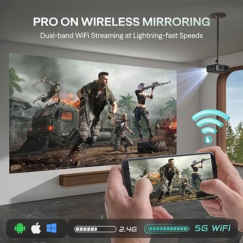 Miniatura 6 de Aurzen EAZZE D1 Pro - Proyector inteligente con WiFi y Bluetooth, oficial de Netflix, altavoces de 20 W, Dolby Audio y dbx-tv Total Sonics, enfoque