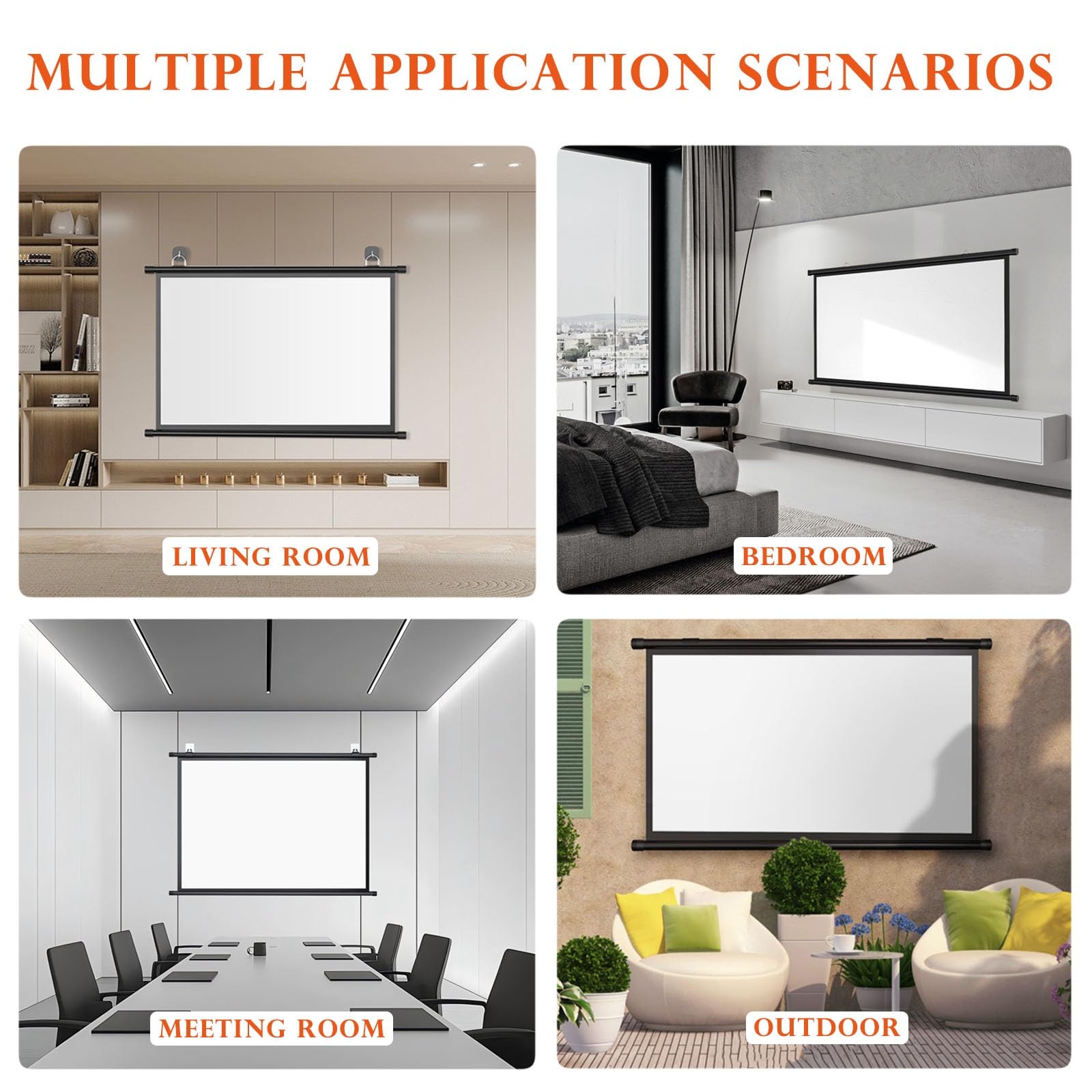 Telo Proiettore Home Theater, Schermi Portatili Antirughe Interni Esterni
