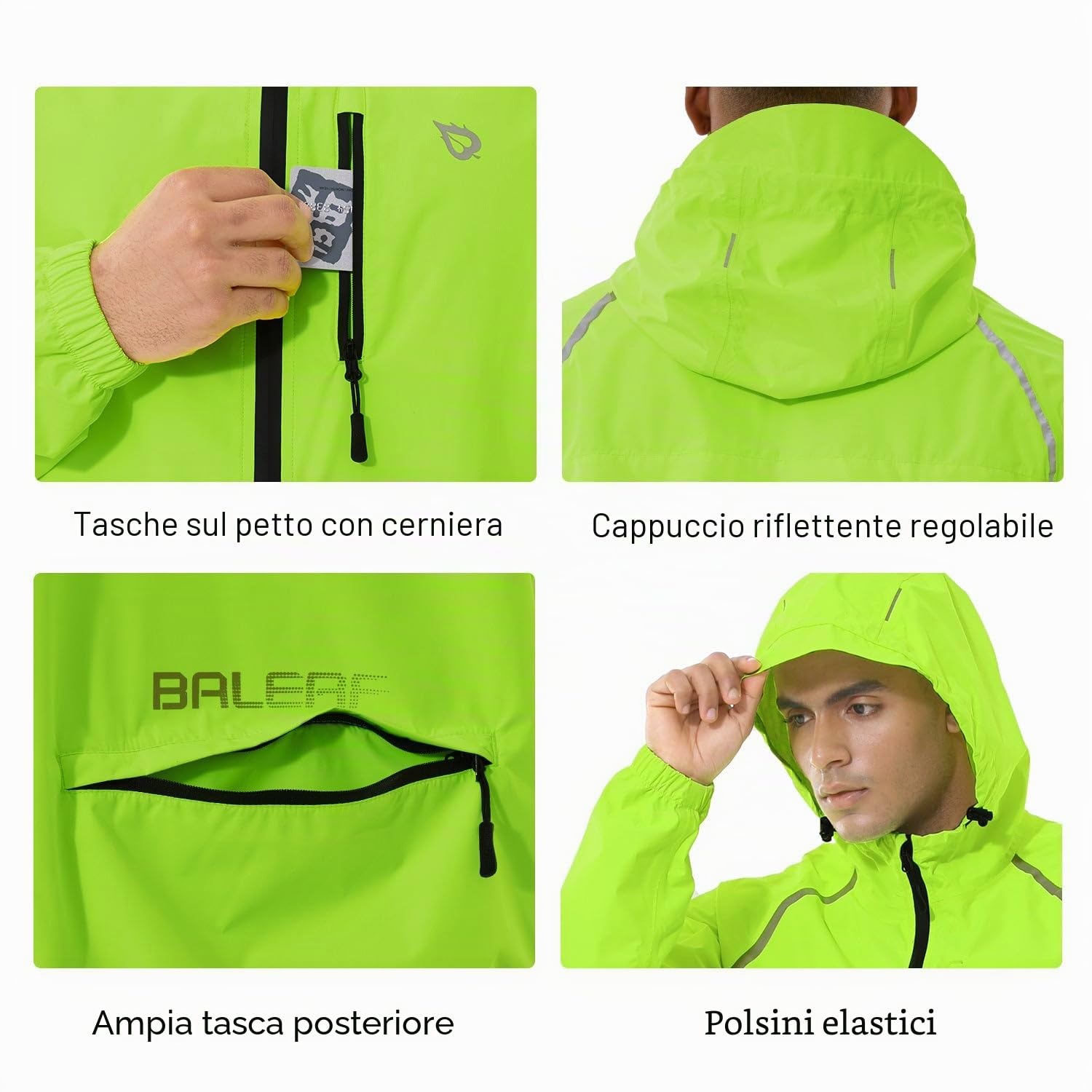 baleaf Giacca Ciclimo Uomo Impermeabile Antivento Leggero da Moto Trekking Running