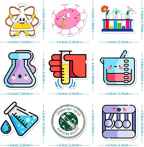 Miniatura 2 de 50 calcomanías divertidas de ciencia de laboratorio para niños, adolescentes, estudiantes, profesores, experimentos científicos, calcomanías de