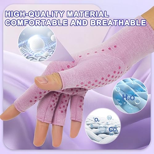 Miniatura 24 de DRNAIETY 2 pares de guantes de compresión para artritis de manos, dolor del túnel carpiano, artritis reumatoide, RSI, sin dedos, antideslizantes