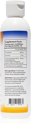 Miniatura 2 de Curcumina liposomal (numérica) y resveratrol, dos poderosos antioxidantes, sin alcohol, sin soja ni gluten, aceite de girasol sin OMG