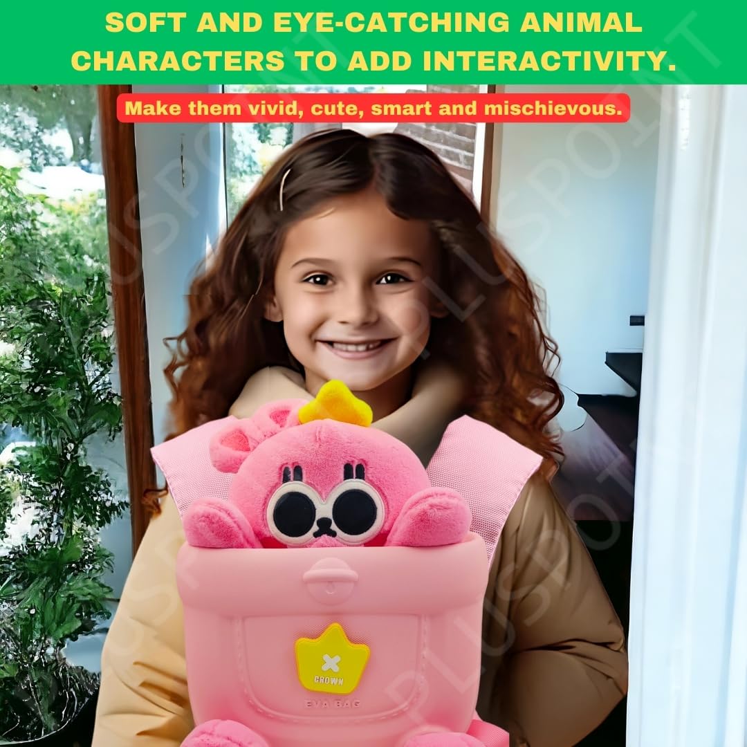 PLUSPOINT Cartoon Bunny Cool Eva Backpack for kids Toddlers baby Preschoolers Light weight With Plush Toy Cute Cartoon Bag Perfect for Kids Picnics and Daily Adventures Ideal for Boys and Girls 4