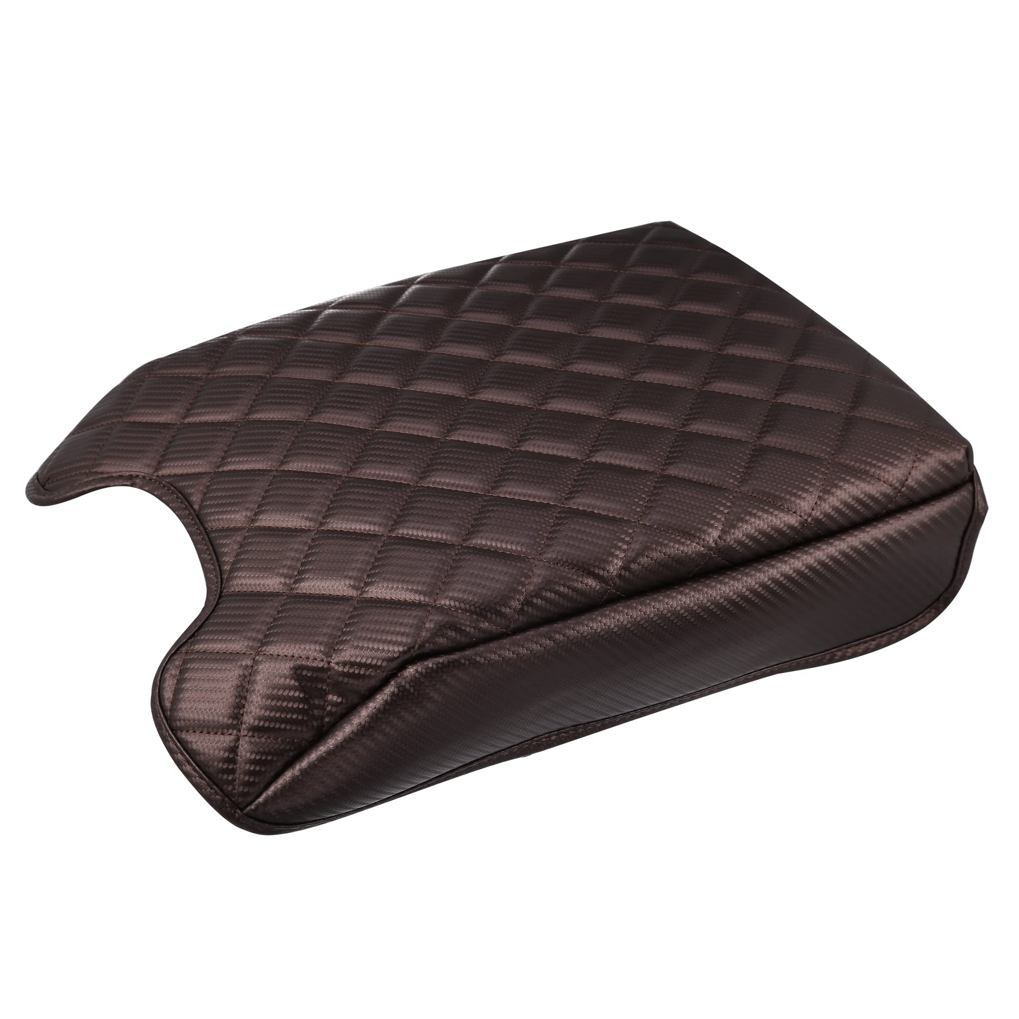 Photo 1 of X AUTOHAUX Brown Faux Leather Center Console Cover Pad Armrest Protector Cover Pad Replacement for Ford F150 2015-2020 Brown Stitches