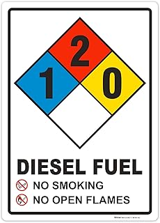 Brimar - 10" x 14" - NFPA Diesel Fuel 1-2-0 Sign - 3.5 Mil InfiniStick™ Vinyl Label - Hazard Warning - Bold Text