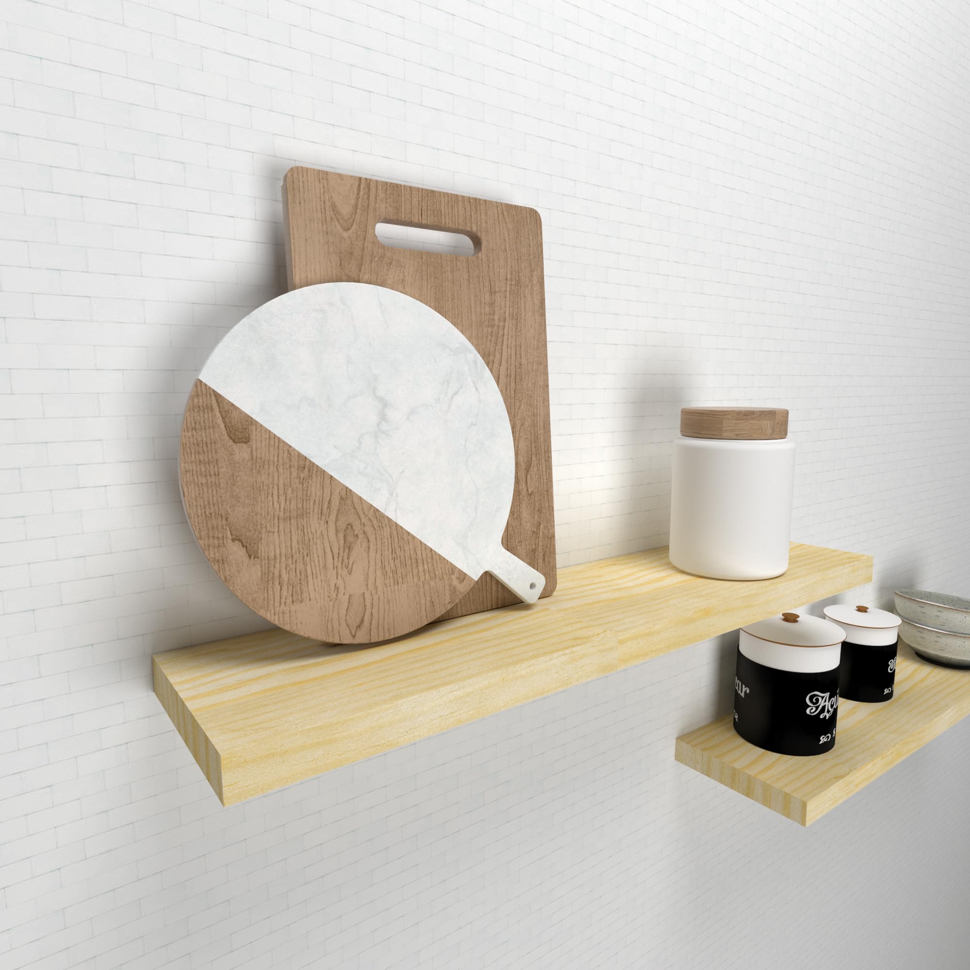 Henor Balda Pared 50 x 20 x 2.5 cm. Estante Pared Madera Herraje Totalmente Oculto Carga Soporta hasta 25Kg Blanco — view 18