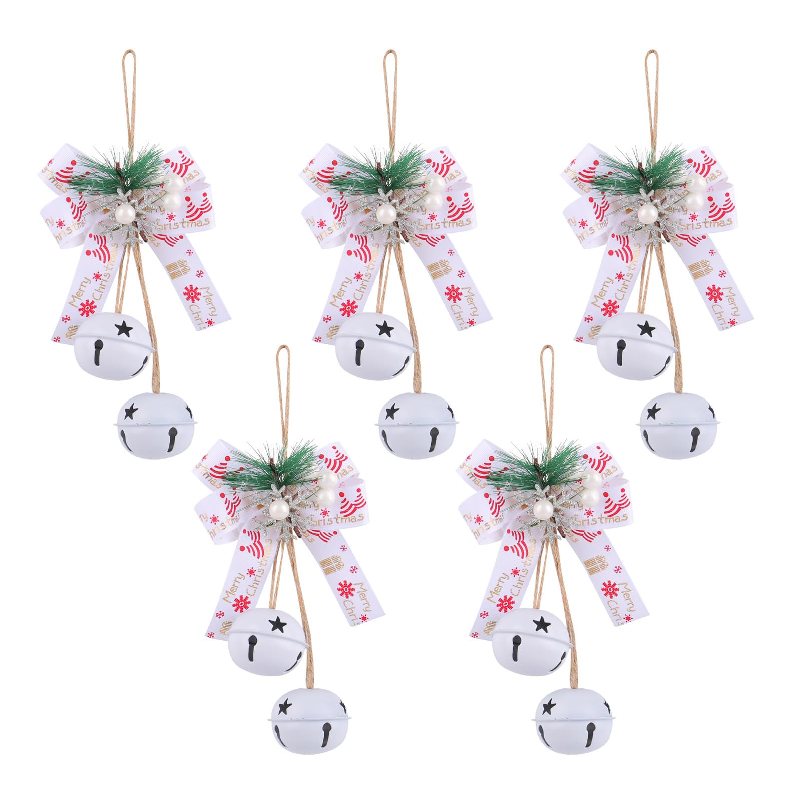 Kalttoy Holiday Bowknot Iron Craft Bells Delicate Iron Crafted Bells with Bowknot for Christmas Tree and Window Decoration Sturdy Christmas